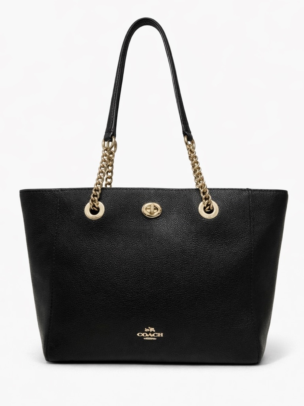 Coach Black Pebbled Leather Tote Shoulder Bag